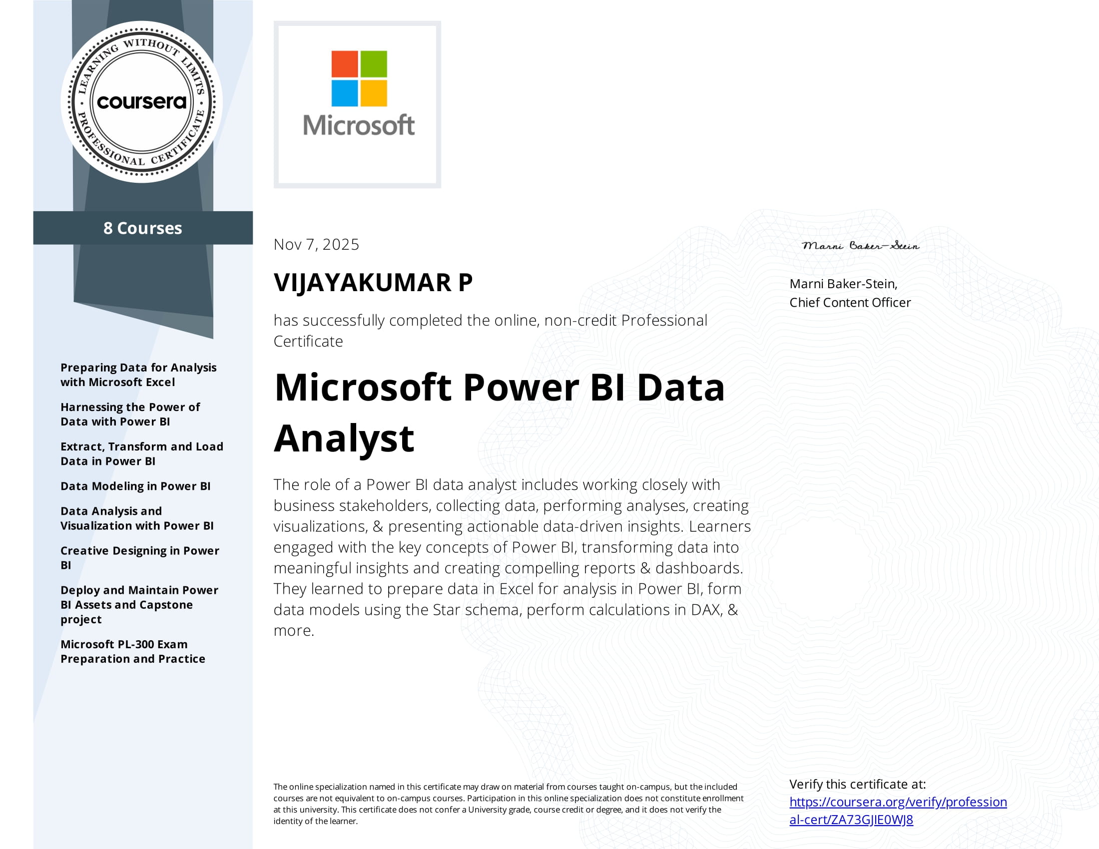 Power BI Data Analyst Professional — Microsoft · Coursera